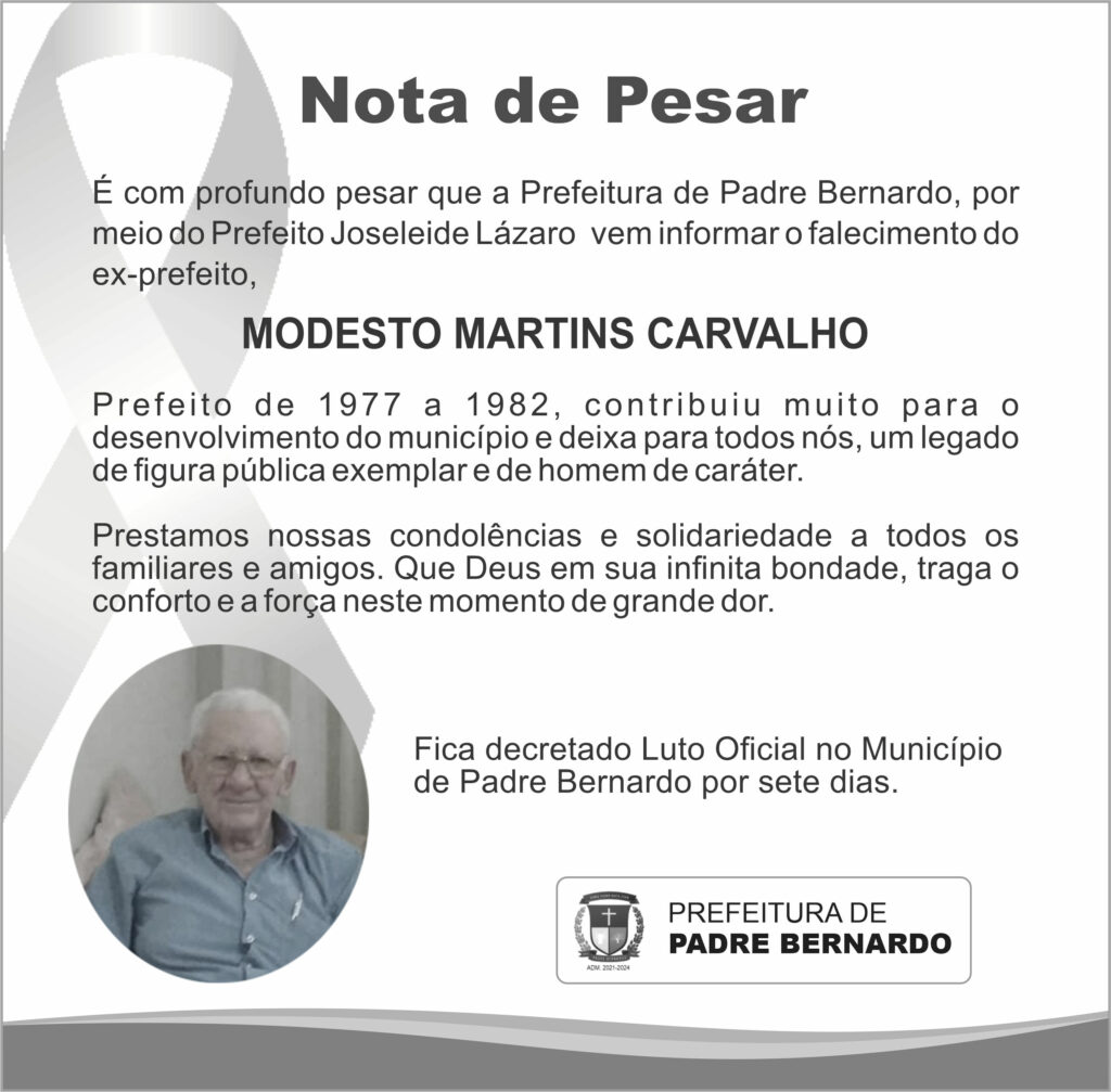 Nota de Pesar - Padre João Caruana